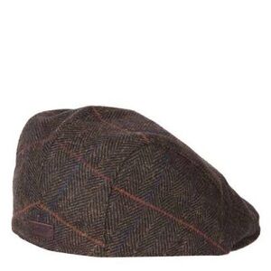 Barbour Cheviot Flat Cap in Olive Herringbone